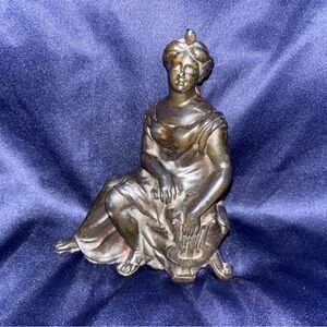 Antique Ansonia Spelter Clock Topper: Victorian Woman